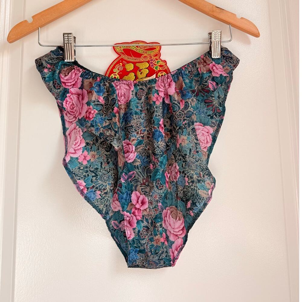 Vintage Victoria Secret Gold Label 2pcs Nightie Undie Satin Floral Sleep Shirt - Picture 6 of 7
